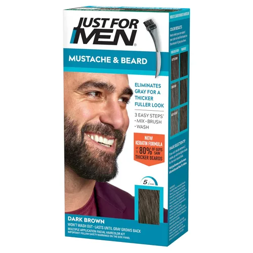 Miniatura 8 de Just For Men - Tinte para bigote y barba, tinte para barba para hombres con cepillo, incluye queratina, biotina, aloe vera y aceite de coco
