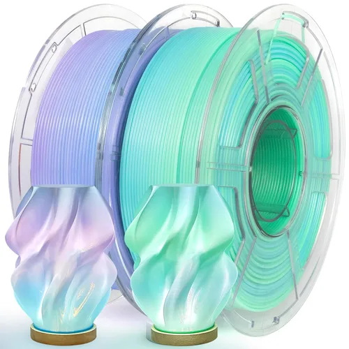 Miniatura 10 de IEMAI Paquete de filamento PETG de 0.069 in, filamento de impresora 3D multicolor translúcido degradado de hasta 23.622 in/s de impresión rápida, 4