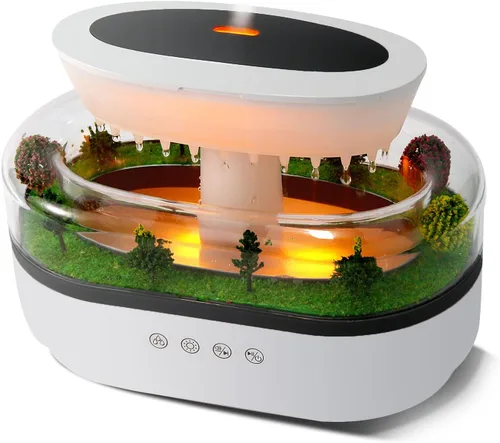 Humidificador de lluvia – Humidificador ultrasónico de lluvia con efecto de gota de agua simulado, niebla silenciosa para dormitorio, oficina y