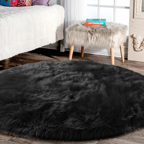 Miniatura 93 de Latepis - Tapete rectangular de piel sintética tipo lana de oveja suave, esponjosa y lavable para sala de estar, dormitorio, sala de juegos o Blanco