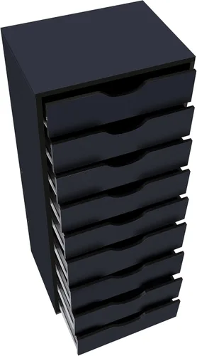 Miniatura 4 de Naomi Home Bianca - Cómoda alta y estrecha de 9 cajones, gabinete de almacenamiento compacto de 13.8 pulgadas de ancho negro con cajones