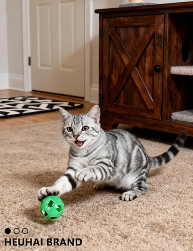 Miniatura 4 de 6 bolas de juguete para gatos, 4 bolas de campana y 2 bolas de felpa para gatitos de interior, juego de juguetes interactivos seguros y suaves