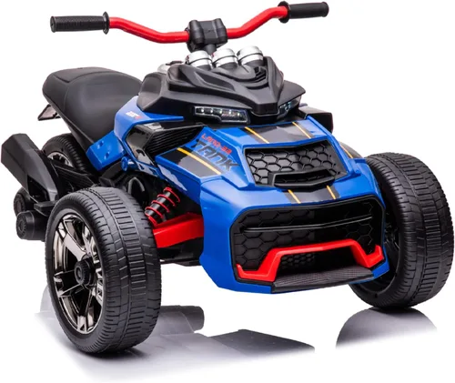 Motocicleta ATV montable de 24V para niños de 3 ruedas con luces LED, auto eléctrico montable para niños con neumático de EVA polimerizado de Azul