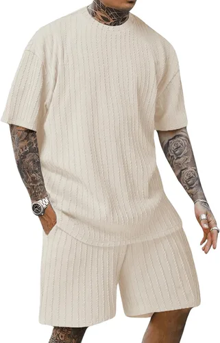 GORGLITTER Conjunto de 2 piezas con pantalones cortos y bolsillos para hombre, color liso