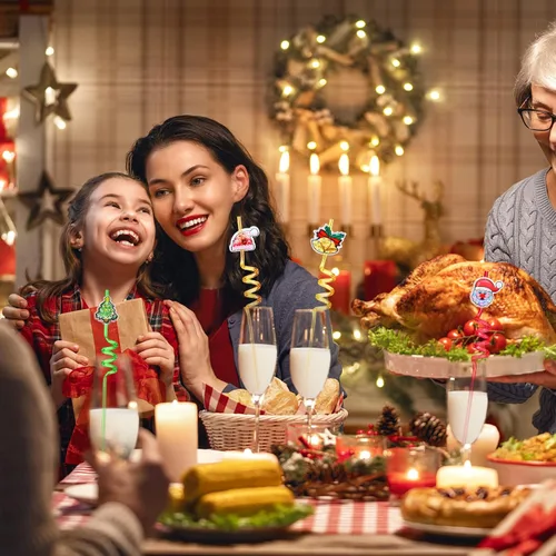 Miniatura 7 de 25 regalos de fiesta de Navidad con purpurina, regalos de actividades de Navidad, pajitas locas para beber, regalos para niños y adultos