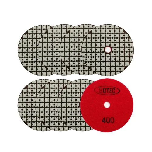 BGTEC Juego de almohadillas de pulido de diamante seco de 4 pulgadas, kit de 8 almohadillas de grano 400 para granito, mármol, piedra de cuarzo,