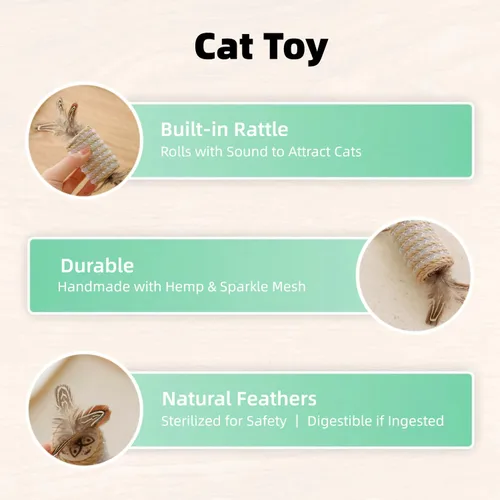 Miniatura 3 de Juego de 5 juguetes de hierba gatera para gatos de interior, juguetes interactivos para gatitos con hierba gatera y varitas plateadas, juguetes