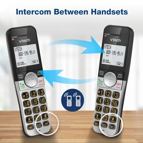 Miniatura 14 de VTech Teléfono inalámbrico de 3 auriculares con contestador, con pantalla grande y grandes botones de identificación de llamadas, altavoz