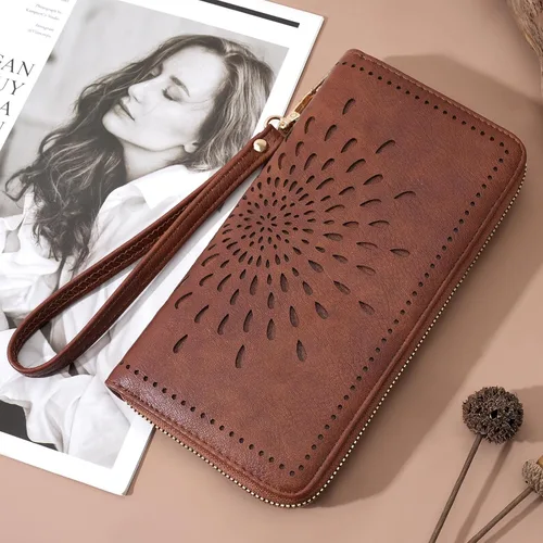 Miniatura 2 de APHISON Billetera para mujer, gran capacidad, monedero, tarjetero, RFID, pulsera, teléfono, cremallera, moneda, bolsillo de viaje