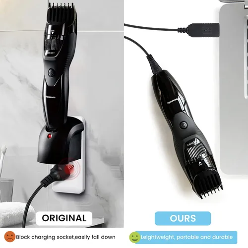 Miniatura 3 de Cargador de repuesto para afeitadora Panasonic ER-GB42-K, cable de carga para recortadora de barba, con cepillo de limpieza