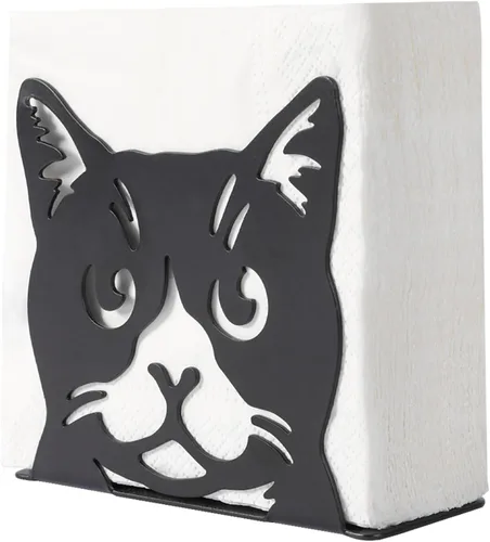 Servilletero para mesa, servilleteros de metal para cocina, comedor, granja, cóctel, picnic, bar, rústico, moderno soporte para todas las Gato
