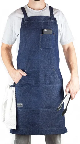 Hudson Durable Goods - Delantal de chef de grado profesional para cocina, barbacoa y parrilla