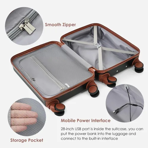 Miniatura 56 de Merax Juego de equipaje rígido ABS expandible de 3 piezas con rueda giratoria Maleta TSA Lock Suit Case, Negro -, Juego de 2 piezas, Equipaje
