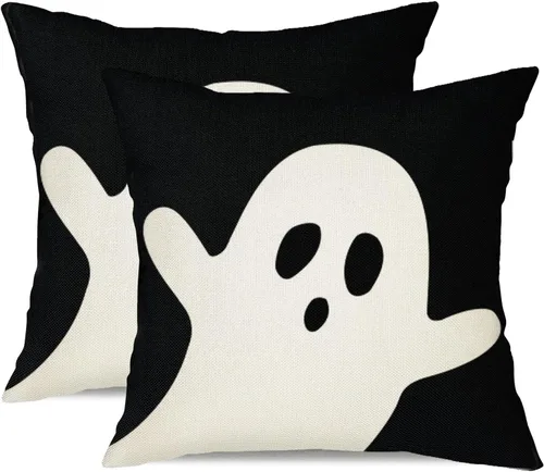 Miniatura 14 de Funda de almohada de Halloween de 12 x 20 pulgadas, diseño de fantasma, acuarela, para Halloween, decoración de almohadas lumbares para exteriores