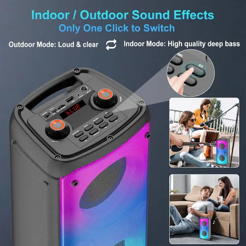 Miniatura 14 de Altavoz Bluetooth, altavoces para exteriores de 80W de potencia máxima, Bluetooth inalámbrico, TWS altavoces portátiles para fiestas con subwoofer