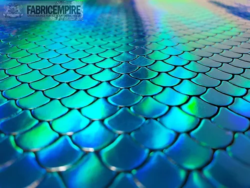 Miniatura 4 de Fabric Empire The Yard - Escamas holográficas de vinilo en relieve, tela brillante de sirena de 54 pulgadas de ancho, vendido por The Yard Turquesa