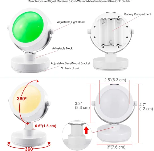 Miniatura 6 de Luces LED de acento que funcionan con pilas, luz de imagen regulable con control remoto, 12 luces de arte que cambian de color, luz de disco