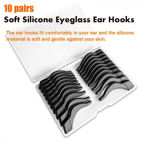 Miniatura 14 de PTSLKHN Ganchos de silicona suave para las orejas, 10 pares de lentes antideslizantes para lentes, lentes de sol, lentes de lectura