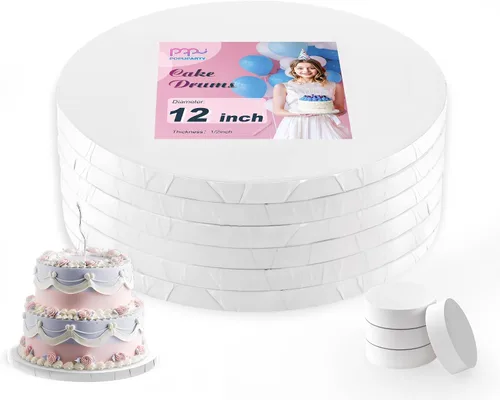 Miniatura 16 de Paquete de 4 tambores para pasteles de 8 pulgadas a prueba de grasa, tambor redondo sólido para tartas, suministros de decoración a prueba de Negro