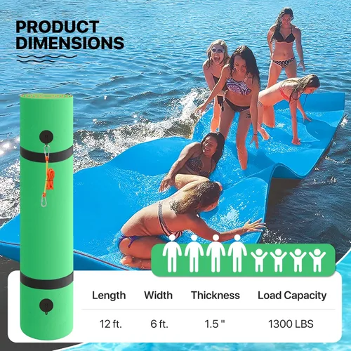 Miniatura 2 de MADOG - Alfombra de agua flotante para exteriores, para adultos, flotadores gigantes de piscina de 12 pies/18 pies para piscina, lago y océano, 3