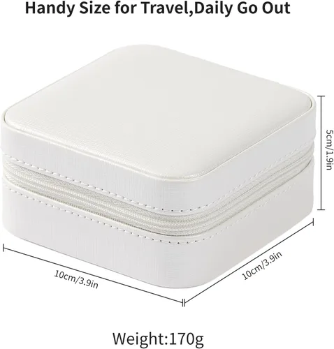 Miniatura 5 de Vee - Caja pequeña de joyería de viaje, mini organizador de joyas con espejo, caja de joyería portátil para aretes, anillos, collares, pulseras