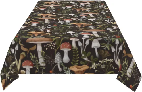 Miniatura 3 de Cafl Mantel rectangular con diseño de hongos otoñales, bayas e insectos, impermeable, sin arrugas, para comedor (60 x 108 pulgadas)