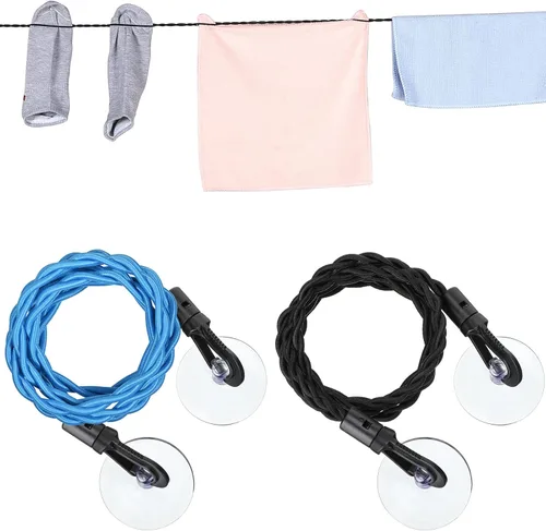 2 piezas de tendedero retráctil portátil con ganchos y ventosas, accesorios de campamento, artículos esenciales para crucero para uso en exteriores