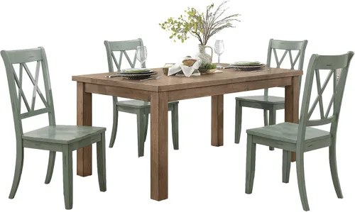 Miniatura 15 de Lexicon Janina - Juego de 2 sillas de comedor modernas de granja, juego de 2, madera maciza, respaldo cruzado, para cocina tradicional moderna Verde