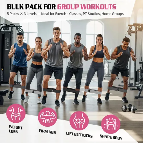 Miniatura 2 de 15 bandas de resistencia de tela para piernas, juego de bandas antideslizantes para entrenamiento, yoga, sentadillas y entrenamiento de cadera, 3
