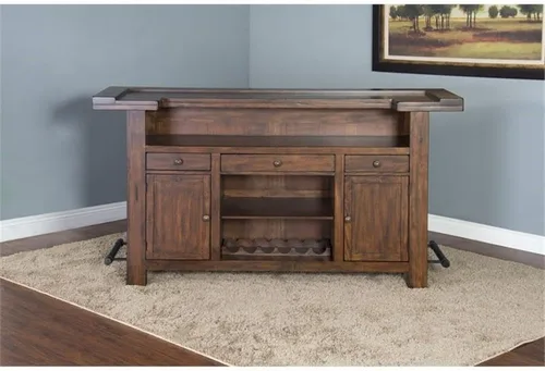 Miniatura 5 de Pemberly Row Unidad de Bar Independiente de Madera Estilo Granja de 78", Estante para Copas de Vino, Gabinetes de Almacenamiento, para Cocina