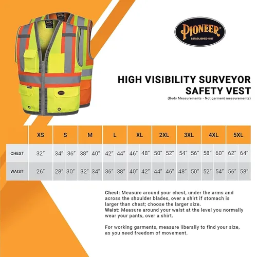 Miniatura 6 de Pioneer Chaleco de seguridad para hombres – Neón reflectante de alta visibilidad, panel trasero de malla fresca, 12 bolsillos, cremallera para Verde