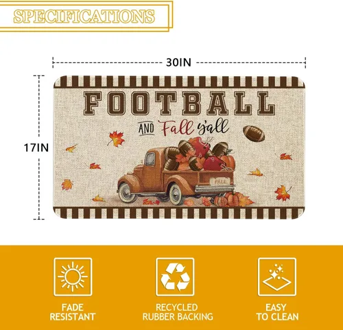 Miniatura 3 de Roszwtit Tapete de otoño de 30 x 17 pulgadas, tapete de otoño para puerta de camión, fútbol, interior y exterior, tapete antideslizante