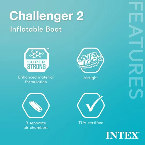 Miniatura 4 de Set de Bote Hinchable Intex Challenger 2: Incluye Remos Deluxe de 48 Pulgadas y Bomba de Alta Potencia Amarillo