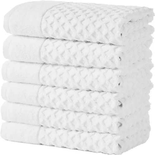 Great Bay Home - Toallas de mano 100% algodón blanco, 6 toallas de baño suaves para manos, altamente absorbentes y de secado rápido, colección