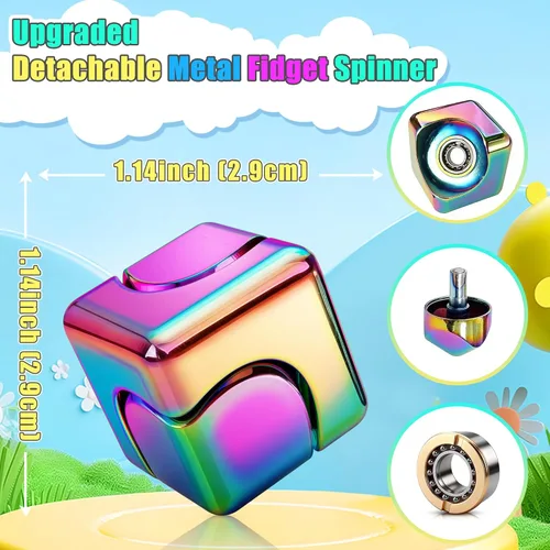 Miniatura 2 de ATESSON Cubo giratorio de metal con 3 formas de jugar con rodamiento de acero inoxidable de alta velocidad silencioso para aliviar el estrés