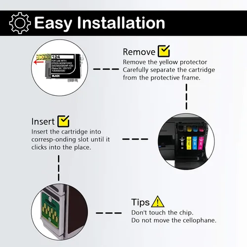 Miniatura 3 de Paquete de 5 cartuchos de tinta remanufacturados T124 para Epson 124 uso para Epson Stylus NX125 NX127 NX130 NX230 NX330 NX420 NX430 Workforce 320