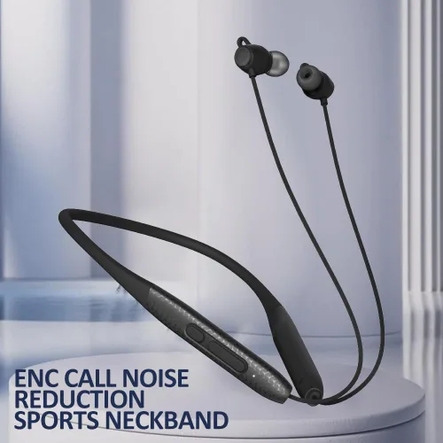 Miniatura 2 de Auriculares Bluetooth con banda para el cuello, 2 unidades de reproducción de 60 horas, carga rápida 3C, reducción de ruido de llamadas ENC, Negro