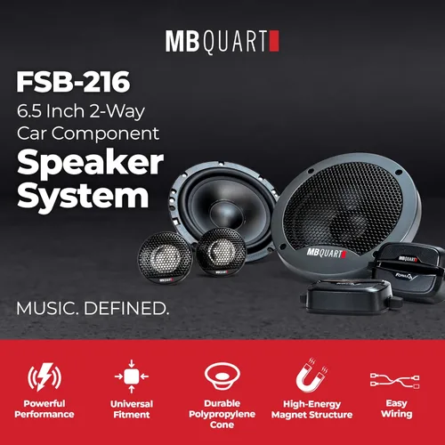 Miniatura 2 de MB Quart FSB216 Sistema de Altavoces de Componentes Formula (Negro, Par) – Sistema de Altavoces de Componentes de 6.5 Pulgadas, 70 Vatios, Audio
