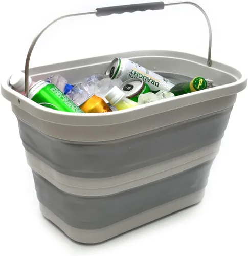 Miniatura 5 de SAMMART Cesta rectangular plegable de 20.8 L (5.49 galones), cubo de fregona plegable para limpieza de la casa, lavado de autos, almacenamiento