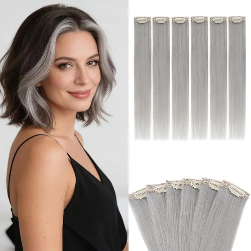 Miniatura 16 de Benehair 6 extensiones de cabello corto con clip, 100% cabello humano real, sin costuras e invisibles, para mujeres, con volumen instantáneo