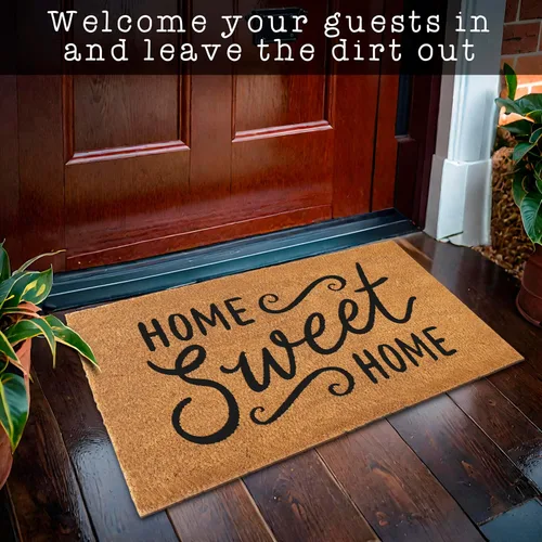 Miniatura 8 de MAINEVENT Home Sweet Home - Felpudo de fibra de coco de 30 x 17 pulgadas, bienvenida mate para exteriores con respaldo de PVC antideslizante, tapete