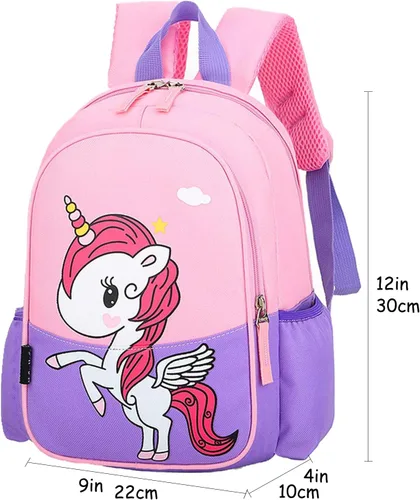 Miniatura 2 de Mochila de viaje preescolar de 11 pulgadas para niños pequeños (unicornio rosa y morado)