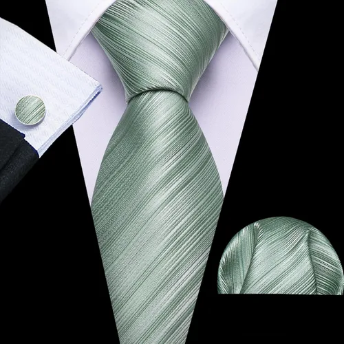 Miniatura 347 de Barry.Wang Juego de corbatas para hombre, corbata de seda a rayas, tejido a cuadros, gemelos formales, negocios, boda