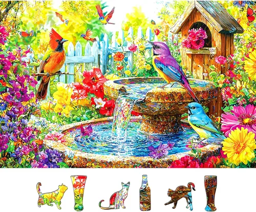 Miniatura 8 de Rompecabezas de 300 piezas para adultos: Hermosa escena de lago de montaña de otoño con cabaña junto al lago, paisaje natural y vista del porche