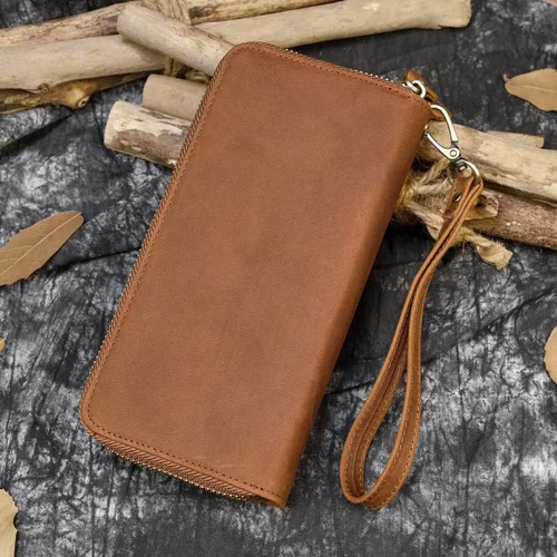 Miniatura 7 de LUUFAN Billetera larga de cuero genuino para hombre, cartera plegable grabada