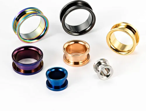 Miniatura 2 de PUNKYOUTH Juego de 14 tapones de túneles de acero inoxidable con tornillo de ajuste de tornillo expansor de piercing corporal juego de joyas
