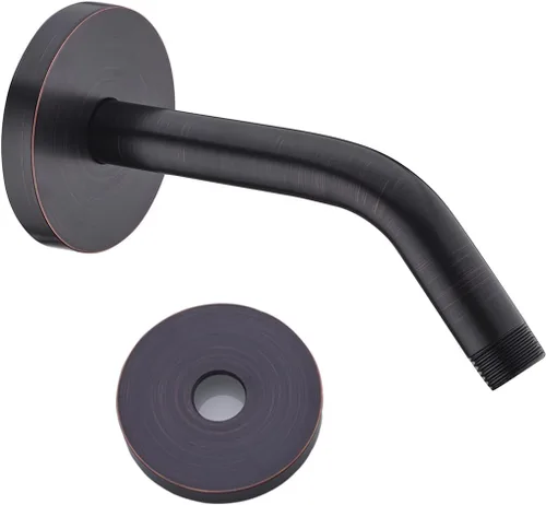 Miniatura 17 de Brazo de ducha de 16 pulgadas con brida, acero inoxidable negro mate de 90 grados, brazo de extensión de cabezal de ducha montado en la pared