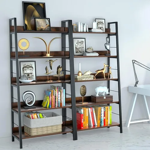 Miniatura 8 de Himimi Estantería industrial, estante de escalera grande de 5 niveles, estante de almacenamiento independiente, estantes inclinados para libros