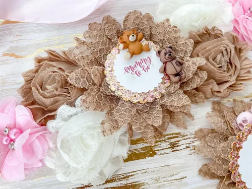 Miniatura 2 de Banda de maternidad de oso de peluche rosa, para baby shower