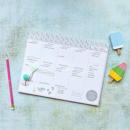 Miniatura 2 de Bloc de notas semanal sin fecha de 52 páginas con lista de tareas pendientes y rastreador de hábitos, almohadilla de escritorio semanal para Rosa